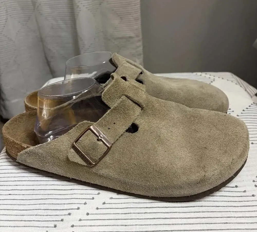 Birkenstock Boston Mushroom Suede Men's Slip-On Sandals Buckle Arch Support EU47